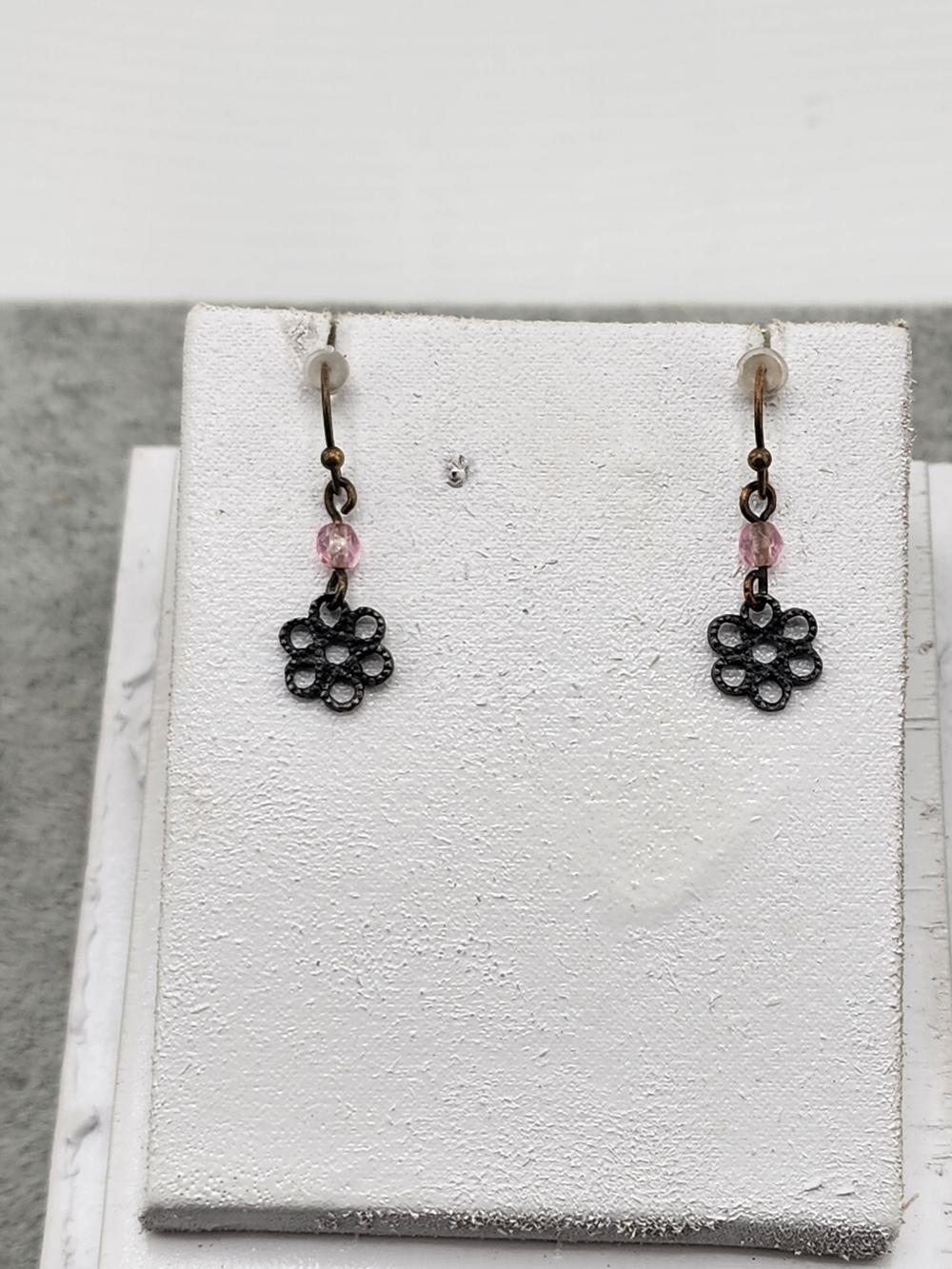Handmade Delicate Pink Bead Flower Drop Earrings